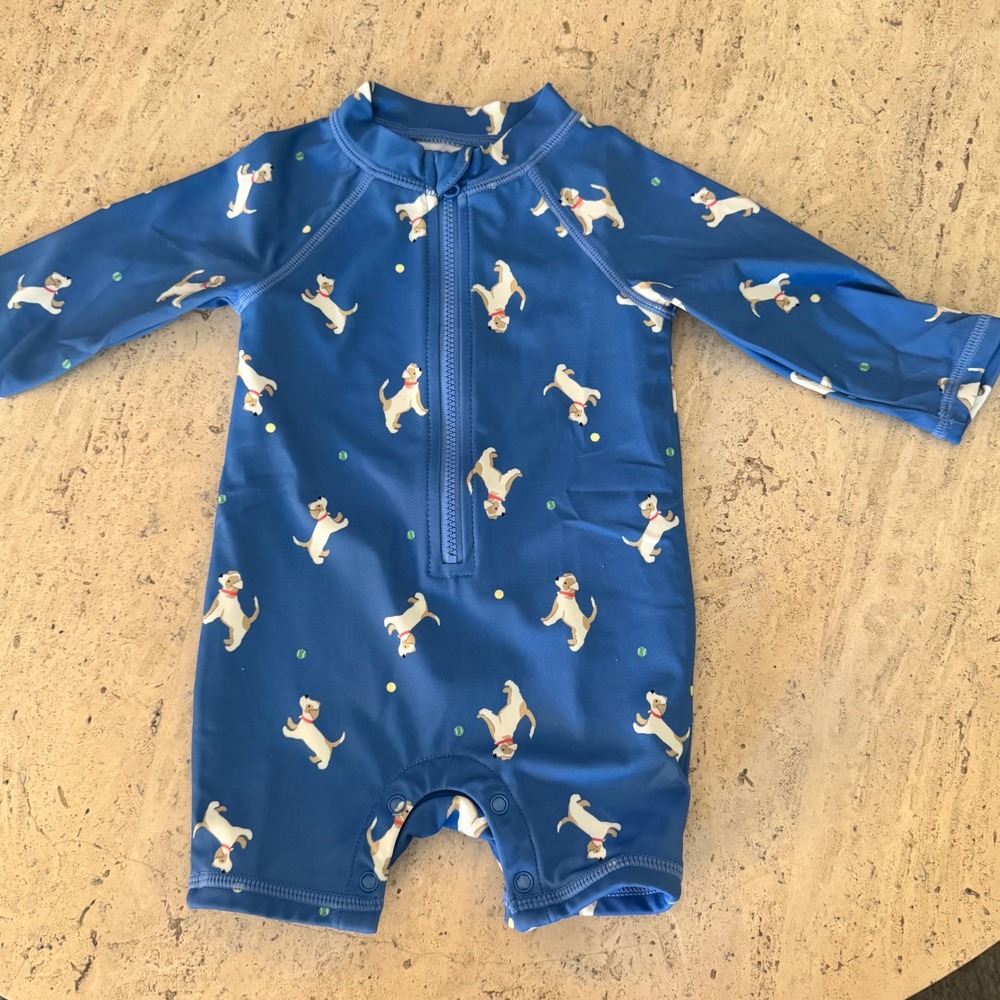 Janie & Jack dog one piece rash guard swimsuit‎ 3-6 months A5